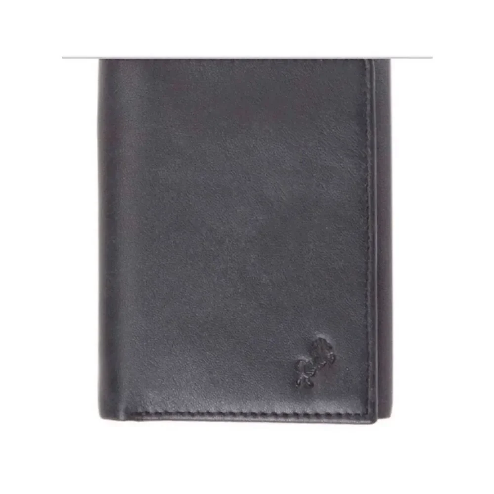 FIONTE RFID Protected Black Genuine Leather Trifold Men’s Wallet